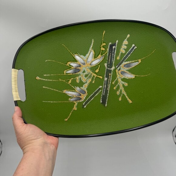 MCM Oval Serving Tray, Avocado Tray with Bamboo design 4 available - Picture 6 of 9